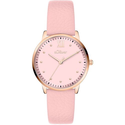 s.Oliver Damenuhr mit weichem strukturierten Band SO-4485-LQ Metall