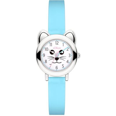 s.Oliver Kinderuhr mit süßem Katzengehäuse SO-4516-PQ Metall s.Oliver Kinderuhr mit süßem Katzengehäuse SO-4516-PQ Metall