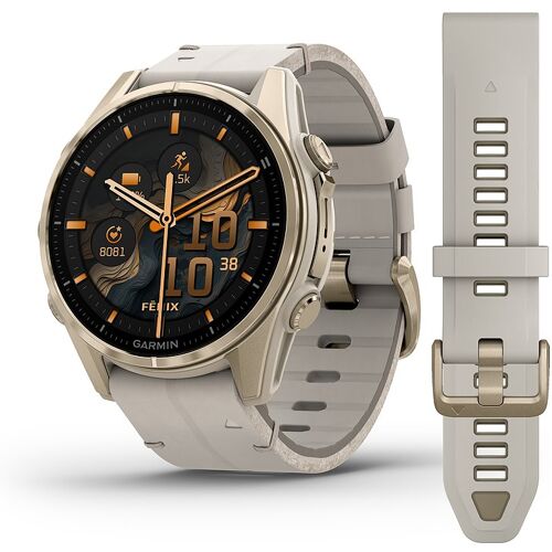 Garmin Smartwatch Fenix 8 - 43 mm AMOLED Sapphire Nebelgrau Softgold 010-02903-40