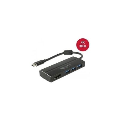 Delock USB 3.2 Gen 1 Hub, USB-C Stecker > 3x USB-A Buchse + HDMI Buchse, USB-Hub Delock USB 3.2 Gen 1 Hub, USB-C Stecker > 3x USB-A Buchse + HDMI Buchse, USB-Hub