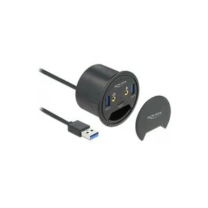 Delock 3 Port Tisch-Hub 1x Typ-C - 2x Typ-A + HD-Audio, USB-Hub