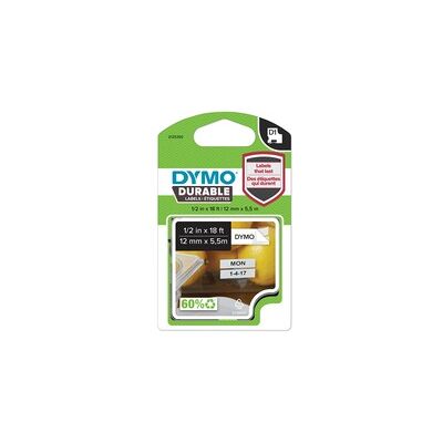 Dymo D1 ORIGINAL Hochleistungs-Schriftband Vinyl, schwarz auf weiß, 12mm x 5,5m Dymo D1 ORIGINAL Hochleistungs-Schriftband Vinyl, schwarz auf weiß, 12mm x 5,5m