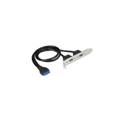 Delock Slotblech 1 x 19 Pin USB 3.0 Pfostenbuchse intern > 2 x USB 3.0 Typ-A Buchse extern, Slotblende Delock Slotblech 1 x 19 Pin USB 3.0 Pfostenbuchse intern > 2 x USB 3.0 Typ-A Buchse extern, Slotblende