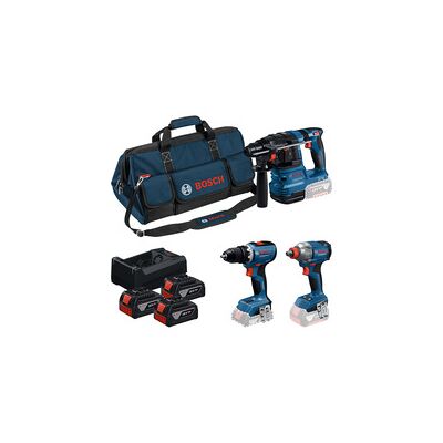 Bosch 18V Profi-Set Bohrhammer GBH 18V-22 + Bohrschrauber GSR 18V-65 + Schlagschrauber GDX 18V-285 Bosch 18V Profi-Set Bohrhammer GBH 18V-22 + Bohrschrauber GSR 18V-65 + Schlagschrauber GDX 18V-285