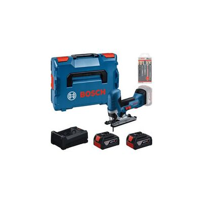 Bosch Akku-Stichsäge Set mit 2 Akkus 5,0 Amperestunden, Schnellladegerät und Stichsägeblattset in L-BOXX, Werkzeug-Set Bosch Akku-Stichsäge Set mit 2 Akkus 5,0 Amperestunden, Schnellladegerät und Stichsägeblattset in L-BOXX, Werkzeug-Set