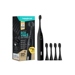 happybrush StarterKit Schall Eco VIBE 3 All Black, Elektrische Zahnbürste