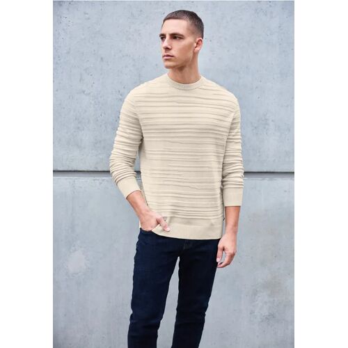 Street One MEN Strukturstreifen Pullover male Beige