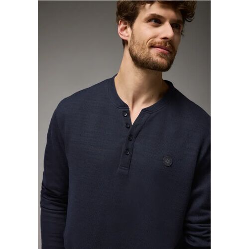 Street One MEN Street One Henleyshirt im Melange-Look male Blau