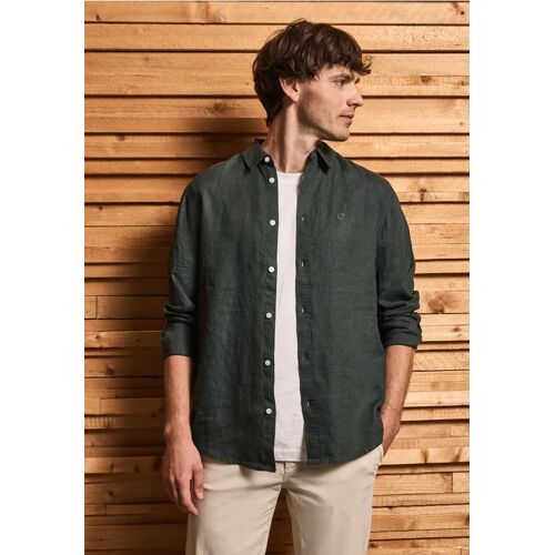 Street One MEN Langarmhemd aus Leinen male Grün