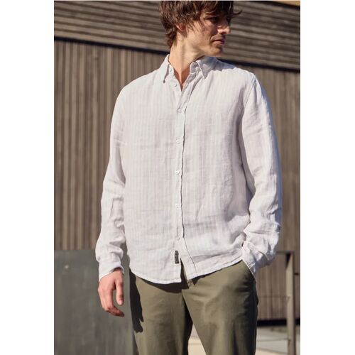 Street One MEN Street One Langarm Hemd aus Leinen mit Streifen male Beige
