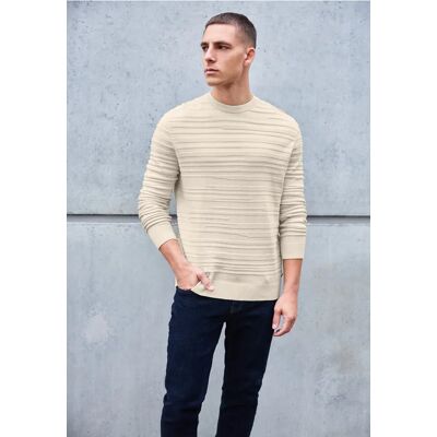 Street One MEN Street One Strukturstreifen Pullover male Beige Street One MEN Street One Strukturstreifen Pullover male Beige