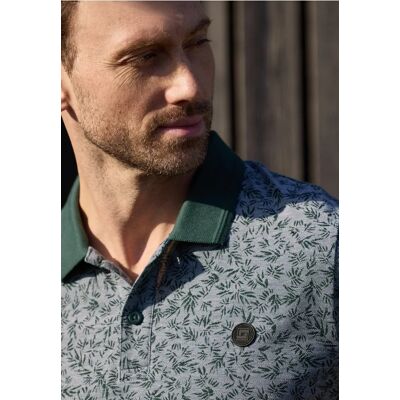 Street One MEN Street One Kurzarm Oxford Poloshirt mit Print male Grün Street One MEN Street One Kurzarm Oxford Poloshirt mit Print male Grün