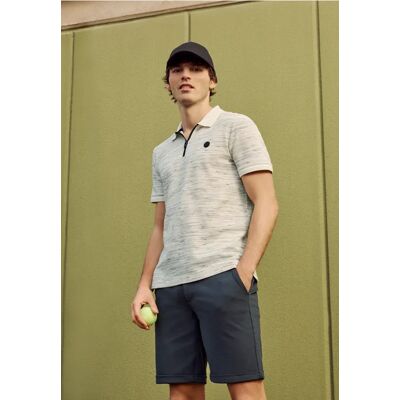 Street One MEN Street One Kurzarm Poloshirt im Space-dye-Look male Weiß Street One MEN Street One Kurzarm Poloshirt im Space-dye-Look male Weiß