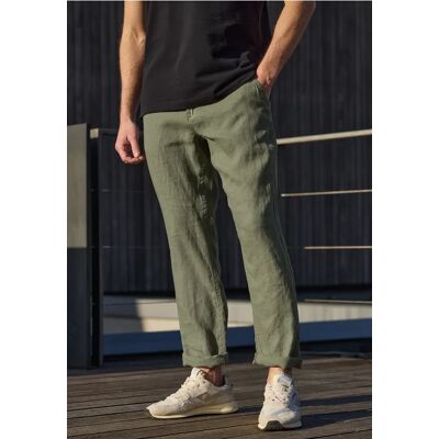 Street One MEN Street One Straight Leg Chino aus Leinen male Grün Street One MEN Street One Straight Leg Chino aus Leinen male Grün