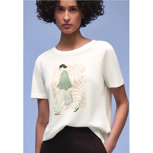 Street One Kurzarm Shirt mit Rundhals und Print female Weiß