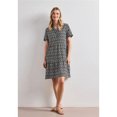 Street One Knielanges Kleid mit Kurzarm und Print female Beige Street One Knielanges Kleid mit Kurzarm und Print female Beige