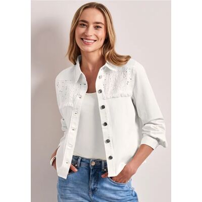 Street One Jeansjacke mit Knopfleiste und Stickerei female Beige Street One Jeansjacke mit Knopfleiste und Stickerei female Beige