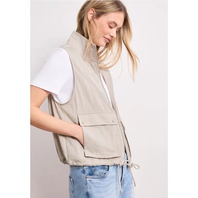 Street One Weste mit Zipper und Tunnelzug female Beige Street One Weste mit Zipper und Tunnelzug female Beige