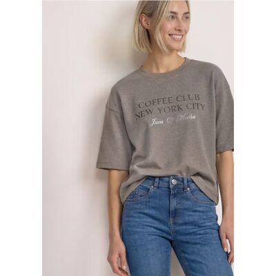 Street One Kurzarm Sweatshirt mit Wording female Braun Street One Kurzarm Sweatshirt mit Wording female Braun