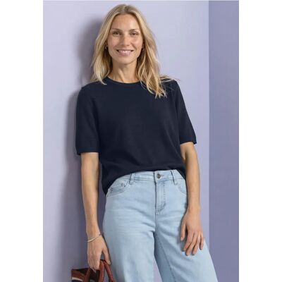 Street One Kurzarm Pullover mit Rundhals in Unifarbe female Blau Street One Kurzarm Pullover mit Rundhals in Unifarbe female Blau
