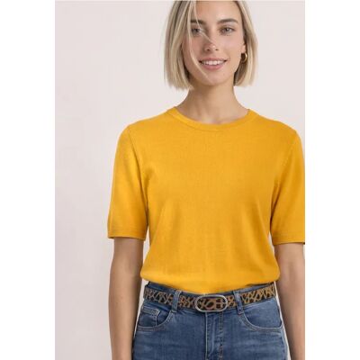 Street One Kurzarm Pullover mit Rundhals in Unifarbe female Gelb Street One Kurzarm Pullover mit Rundhals in Unifarbe female Gelb