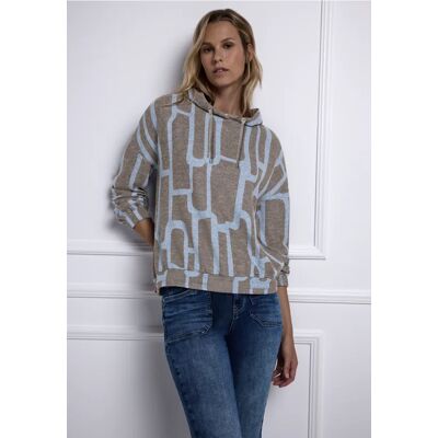 Street One Gemusterter Hoodie Shirt female Blau Street One Gemusterter Hoodie Shirt female Blau