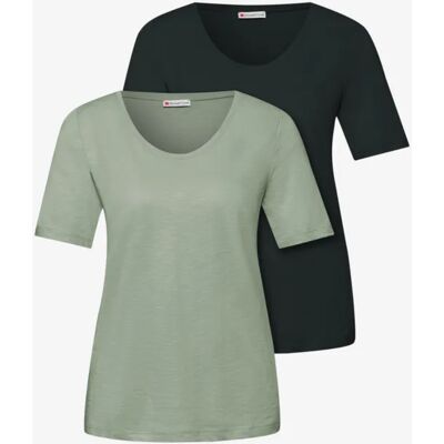 Street One Basic T-Shirt mit Kurzarm im 2er-Pack female Multicolour Grün Street One Basic T-Shirt mit Kurzarm im 2er-Pack female Multicolour Grün