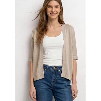 Street One Kurzarm Jacke im Strick-Look mit Glitzer female Beige Street One Kurzarm Jacke im Strick-Look mit Glitzer female Beige
