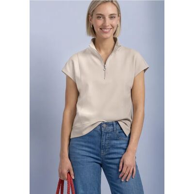 Street One Ärmelloses Shirt im Silk-Look mit Zipper female Beige Street One Ärmelloses Shirt im Silk-Look mit Zipper female Beige
