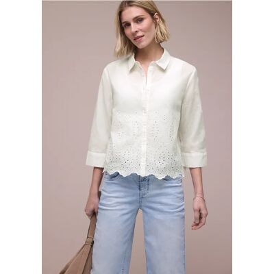 Street One 3/4-Arm Bluse mit Shiffleydetails female Weiß Street One 3/4-Arm Bluse mit Shiffleydetails female Weiß