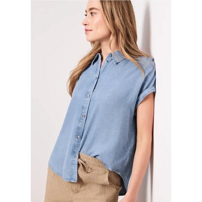 Street One Dropped Shoulder Hemdbluse im Denim-Look female Blau Street One Dropped Shoulder Hemdbluse im Denim-Look female Blau