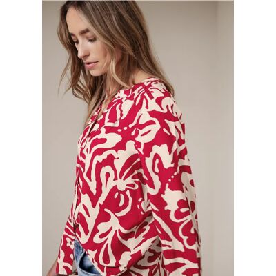 Street One 3/4-Arm Bluse mit Tapedetails female Rot Street One 3/4-Arm Bluse mit Tapedetails female Rot