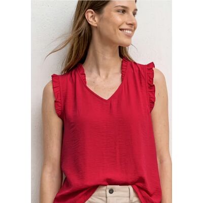 Street One Blusentop mit V-Neck und Rüschen female Rot Street One Blusentop mit V-Neck und Rüschen female Rot