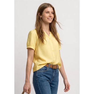 Street One Kurzarm Bluse mit Split Neck und Knöpfen female Gelb Street One Kurzarm Bluse mit Split Neck und Knöpfen female Gelb