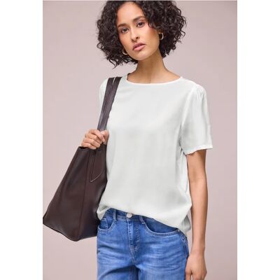Street One Bluse mit Rundhals und kurzen Puffärmeln female Weiß Street One Bluse mit Rundhals und kurzen Puffärmeln female Weiß