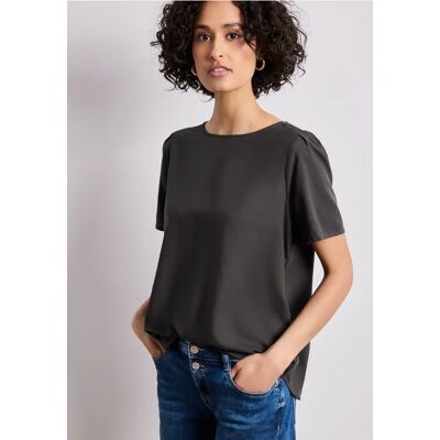 Street One Bluse mit Rundhals und kurzen Puffärmeln female Braun Street One Bluse mit Rundhals und kurzen Puffärmeln female Braun
