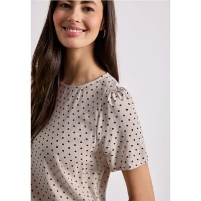 Street One Kurzarm Blusenshirt mit Rundhals female Beige Street One Kurzarm Blusenshirt mit Rundhals female Beige