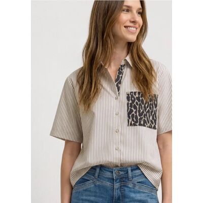 Street One Kurzarm Hemdbluse mit Leo-Details female Braun Street One Kurzarm Hemdbluse mit Leo-Details female Braun