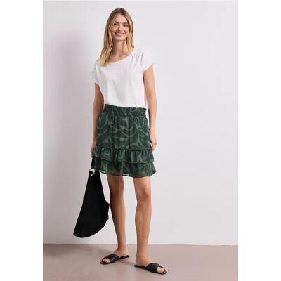 Street One Knielanger Rock aus Chiffon mit Volants female Grün Street One Knielanger Rock aus Chiffon mit Volants female Grün