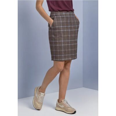 Street One Knielanger Veloursrock mit Karomuster female Braun Street One Knielanger Veloursrock mit Karomuster female Braun