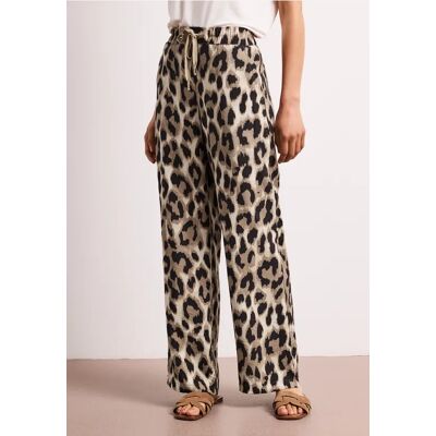 Street One High Waist Wide Leg Hose mit Leo-Print female Beige Street One High Waist Wide Leg Hose mit Leo-Print female Beige