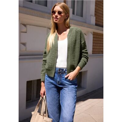 Street One Studio Street One Cardigan mit Rundhals und Zipper female Grün Street One Studio Street One Cardigan mit Rundhals und Zipper female Grün