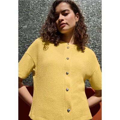Street One Studio Street One Kurzarm Jacke im Strick-Look mit Rundhals female Gelb Street One Studio Street One Kurzarm Jacke im Strick-Look mit Rundhals female Gelb