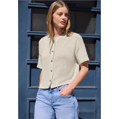 Street One Studio Street One Kurzarm Jacke im Strick-Look mit Rundhals female Beige Street One Studio Street One Kurzarm Jacke im Strick-Look mit Rundhals female Beige