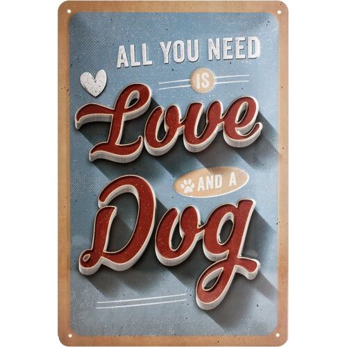 ART Nostalgic-Art Love Dog, Blechschild, 20 x 30 cm