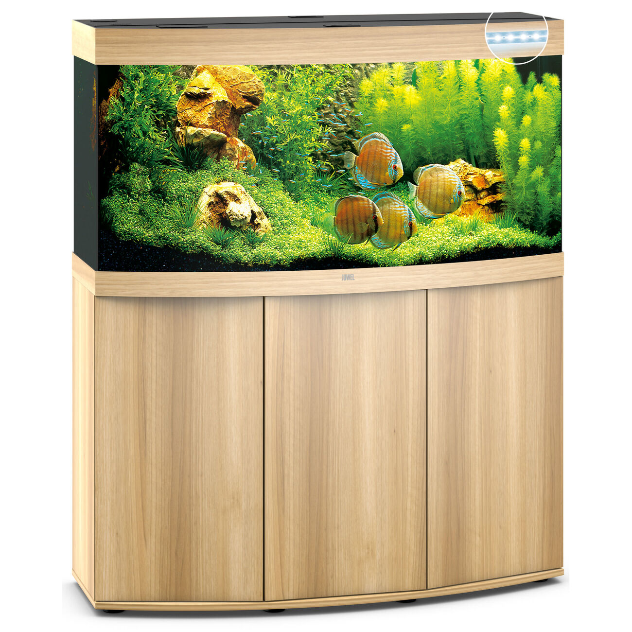 Juwel Vision 260 LED Aquarium mit Unterschrank SBX, 260 Liter, 121 x 46 x (64+80) cm, helles Holz