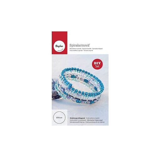 Rayher Bastelset Spiralarmreif mit Perlen blau/türkis