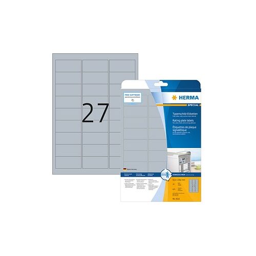 675 HERMA Typenschildetiketten 4222 silber 63,5 x 29,6 mm