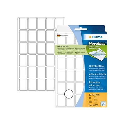 HERMA Movables Etiketten 10608 weiß 19,0 x 27,0 mm, 960 Etiketten HERMA Movables Etiketten 10608 weiß 19,0 x 27,0 mm, 960 Etiketten