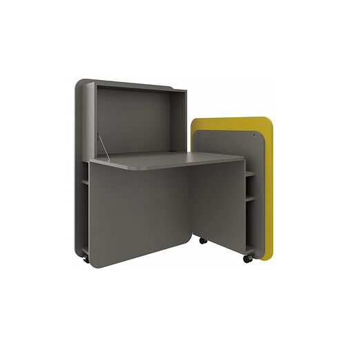 fm FLATup Sekretär basalt/ gelb rechteckig, schwarz 107,0 x 41,5 - 91,0 cm